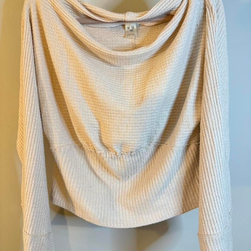 WE‎ THE FREE Beige Thermal Cowl Neck Top